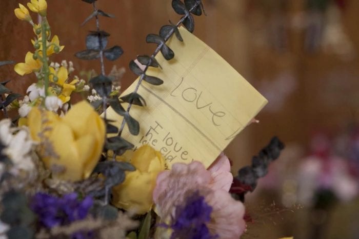 Love notes on yellow flowers
