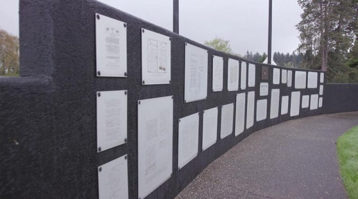 Plaques in POW/MIA Memorial Plaza in Washington Memorial cemetery