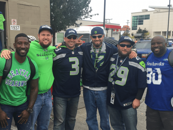 Tailgate memorial for a Seahawks fan